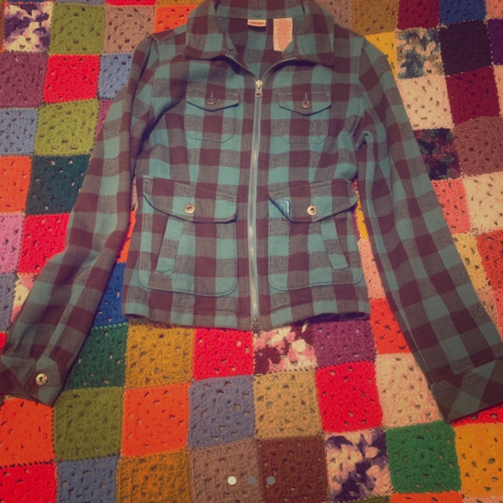 Plaid brown and blue jacket